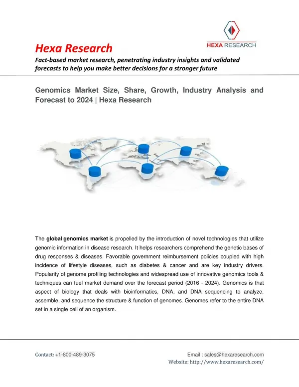 Genomics Market Analysis, Size, Share | Industry Report, 2024 | Hexa Research