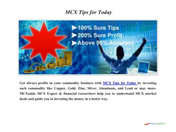 Invest Money in Commodity Trading with MCX Tips for Today