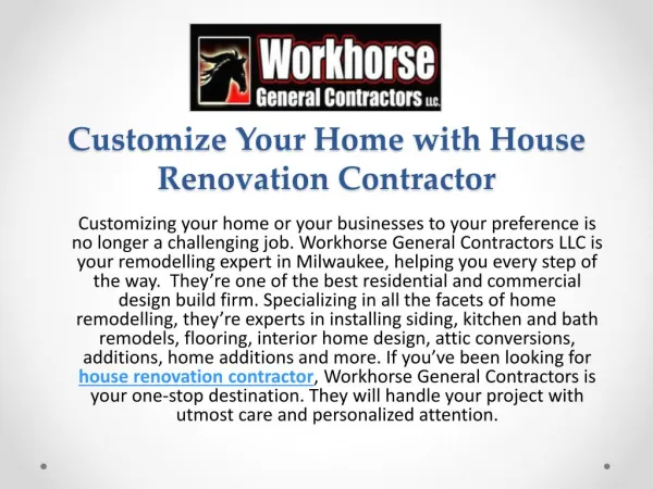 Customize Your Home with House Renovation Contractor