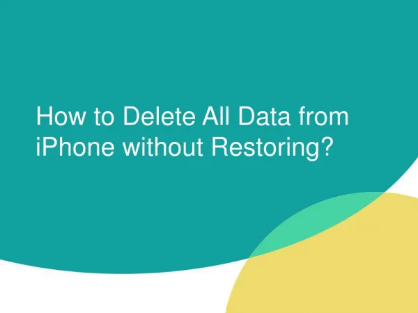 How to Delete/Destroy iPhone Data Permanently without Restroing