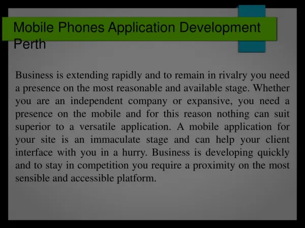 Mobile Phones Application Development Perth