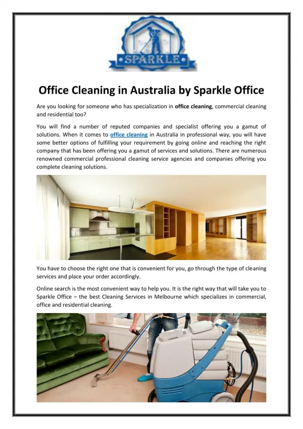 Office Cleaning in Australia by Sparkle Office