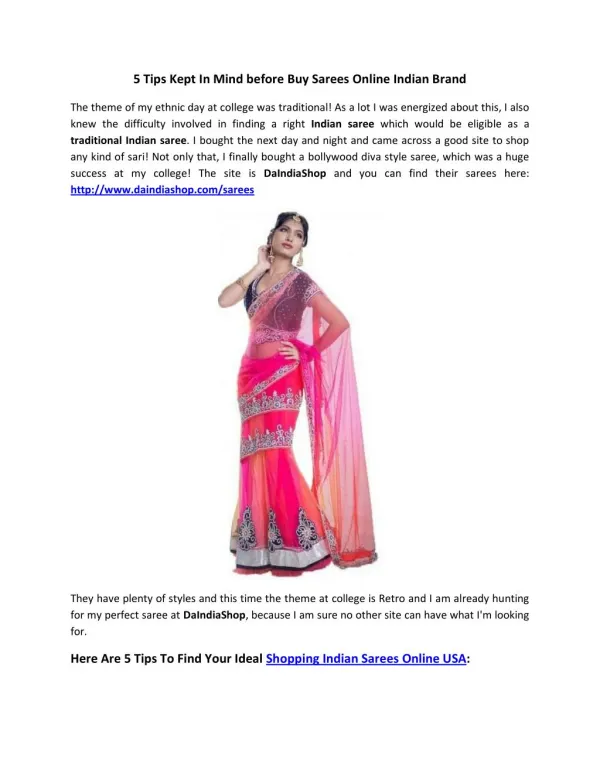5 Tips Kept In Mind Before Buy Sarees Online Indian Brand