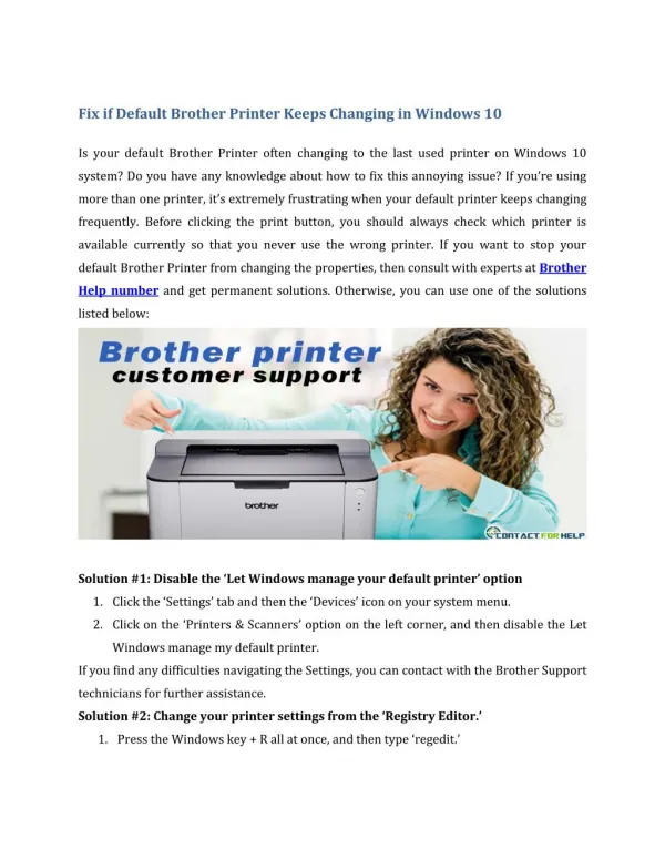 Fix if Default Brother Printer Keeps Changing in Windows 10