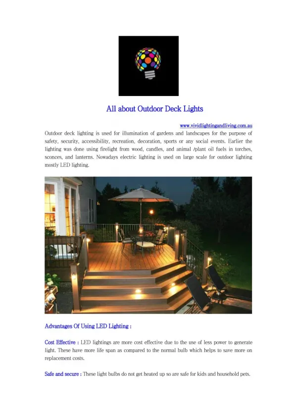All about Outdoor Deck Lights