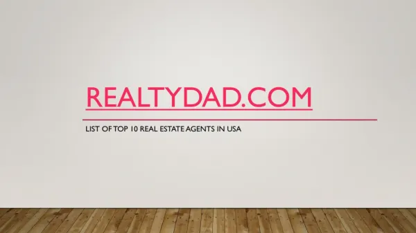 Real Estate Agents In USA