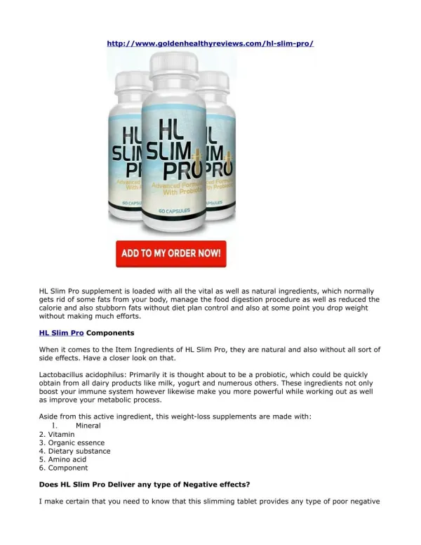 HL Slim Pro Reviews- Lead Your Body To Lean And Attractive Shape