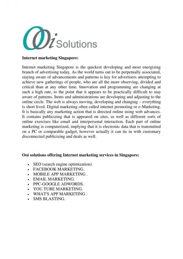 Ooi Solutions | Digital Marketing Agency Singapore | Internet Marketing