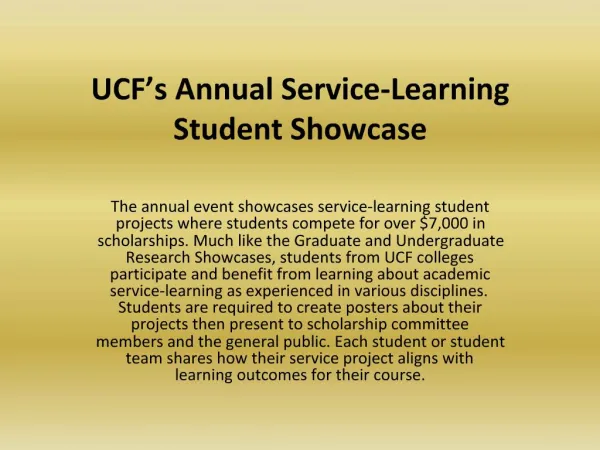UCF s Annual Service-Learning Student Showcase