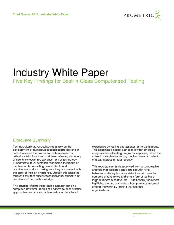 Industry White Paper - Prometric