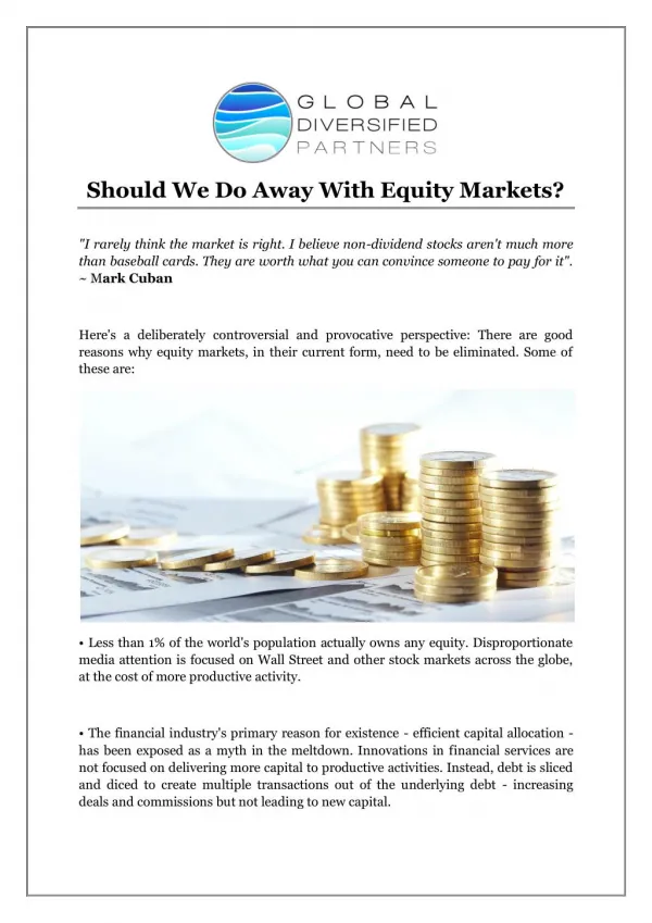 Should We Do Away With Equity Markets?
