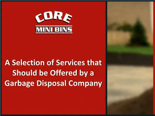 Garbage Disposal Company