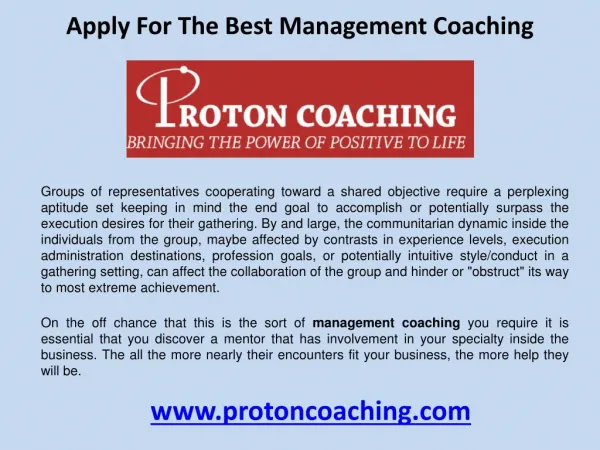 Apply for the best management coaching