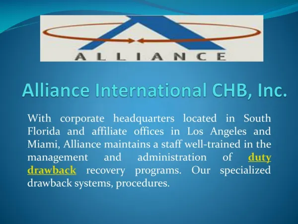 Duty Drawback Service for Importers | Alliance International CHB