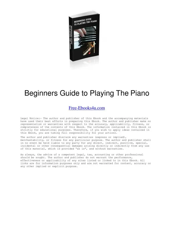 Beginners Guide to Playing The Piano Ebook
