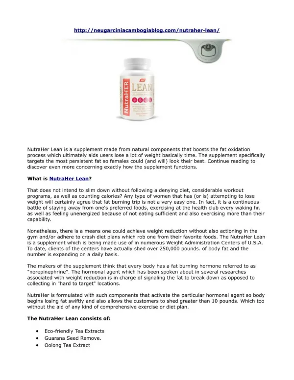 NutraHer Lean Reviews- Natural Cleansing Formula, No Side Effects