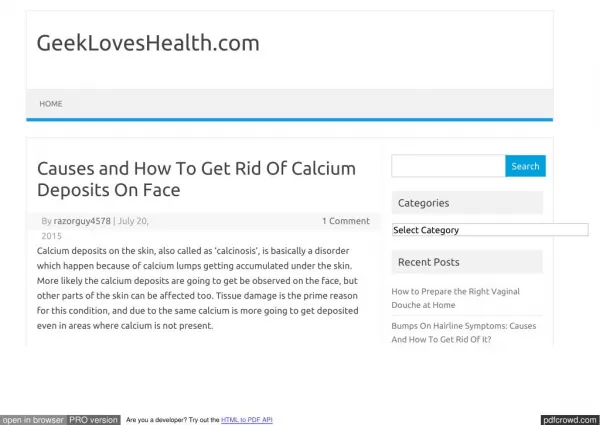 Calcium Deposits On Face