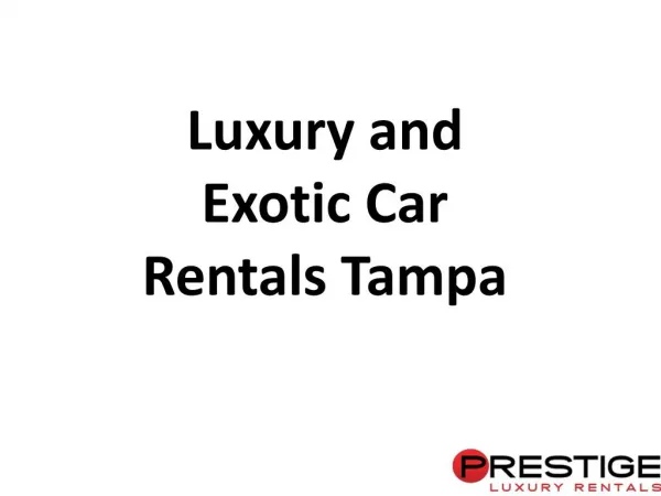 Exotic Cars for Rentals in Tampa
