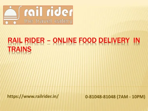 Online Food Delivery in Trains - Rail Rider