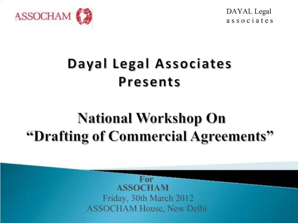 Dayal Legal Associates Presents National Workshop On Drafting of Commercial Agreements