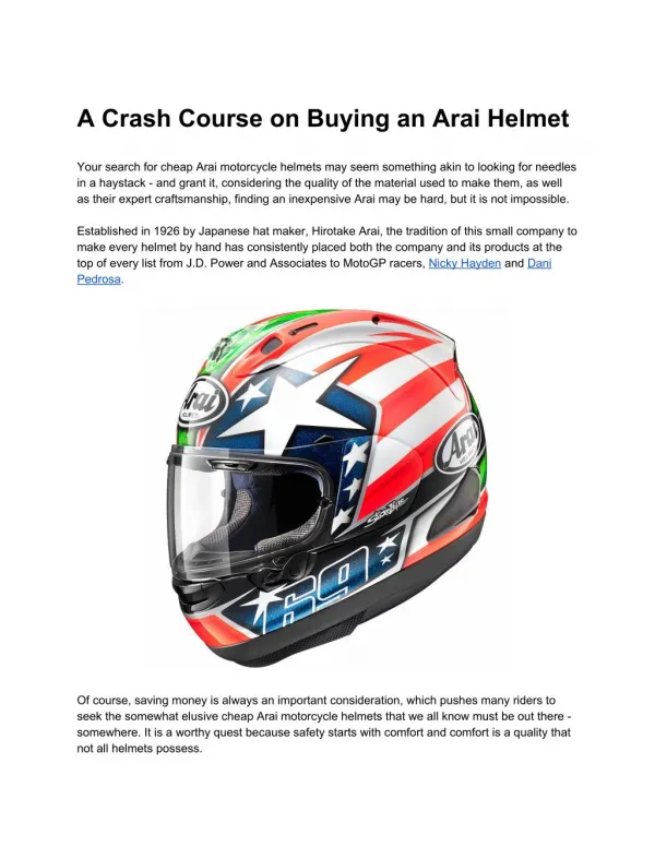 A Crash Course on Buying an Arai Helmet