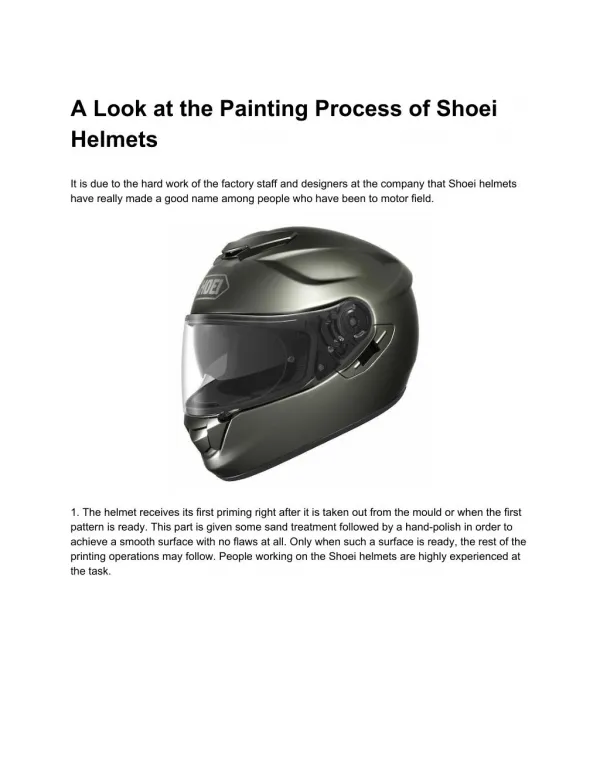 A Look at the Painting Process of Shoei Helmets