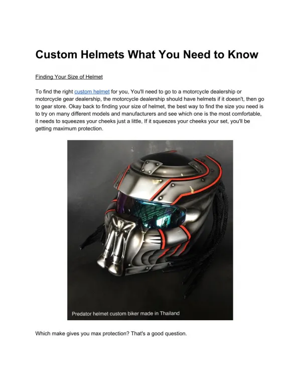 Custom Helmets What You Need to Know