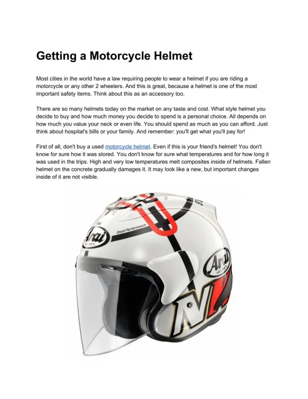 Getting a Motorcycle Helmet