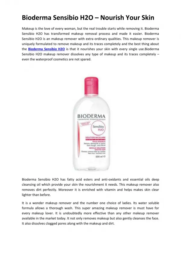 Bioderma Sensibio H2O – Nourish Your Skin