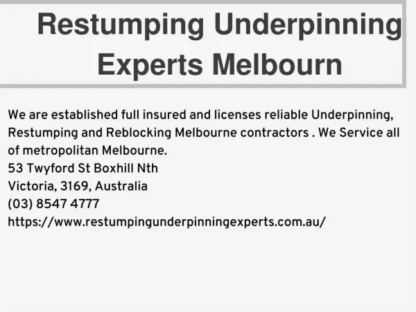 Restumping Underpinning Experts Melbourn