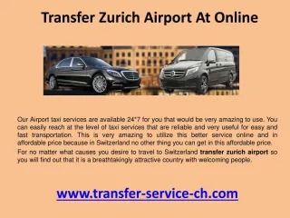 Transfer zurich airport at online