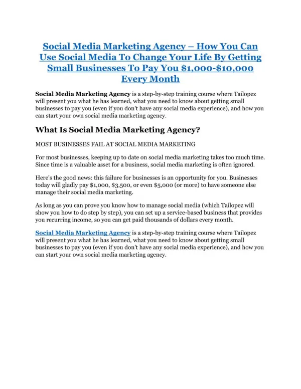Social Media Marketing Agency review and sneak peek demo
