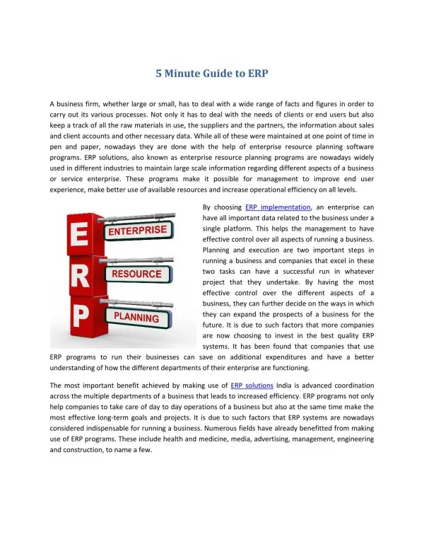5 Minute Guide to ERP