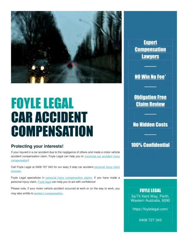 Foyle Legal helps you to maximise motor vehicle accident injury compensation