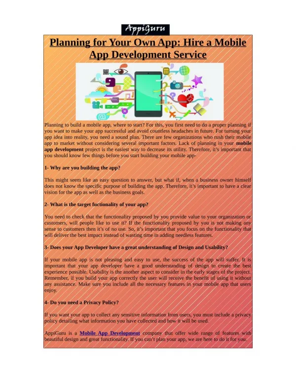 Mobile App Development- Get Diligence & Quality Service
