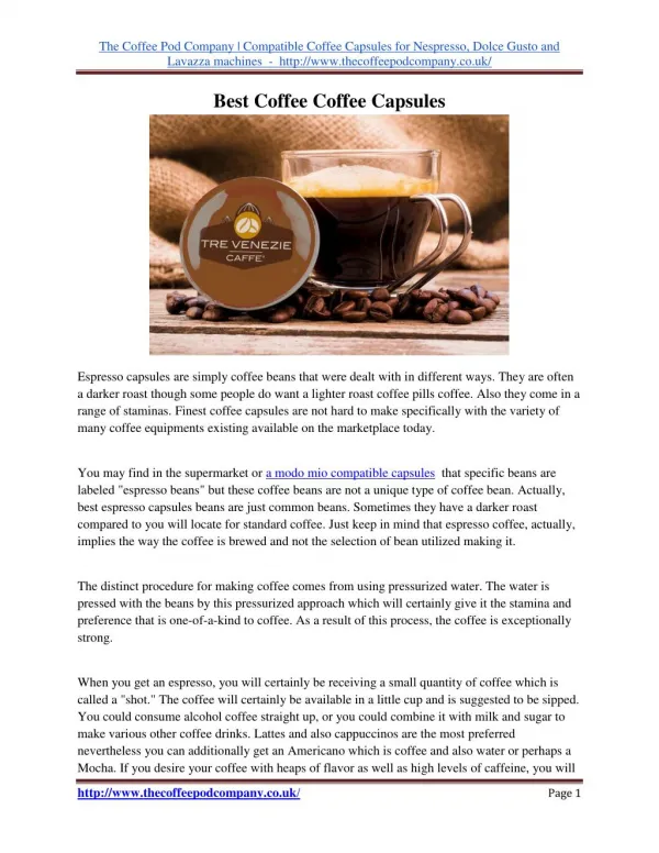 Ideal Coffee Coffee Capsules