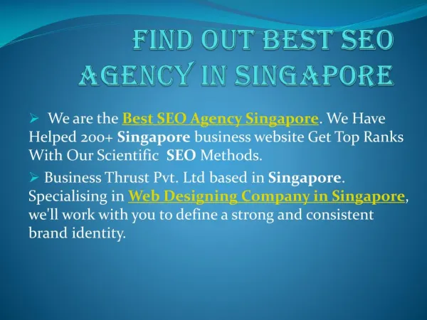 Find out best seo agency in singapore