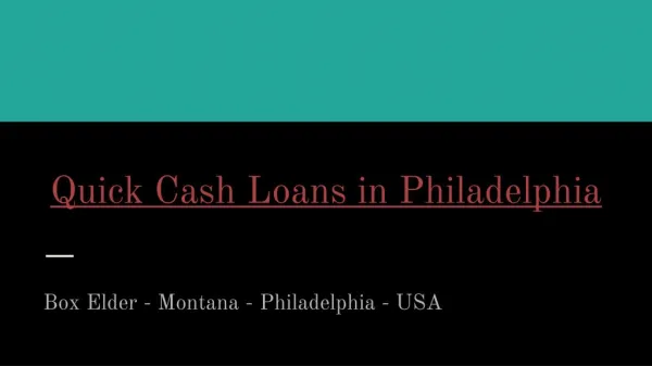 Quick Cash Loans in Philadelphia