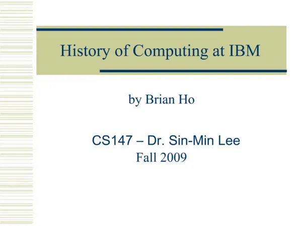 History of Computing at IBM