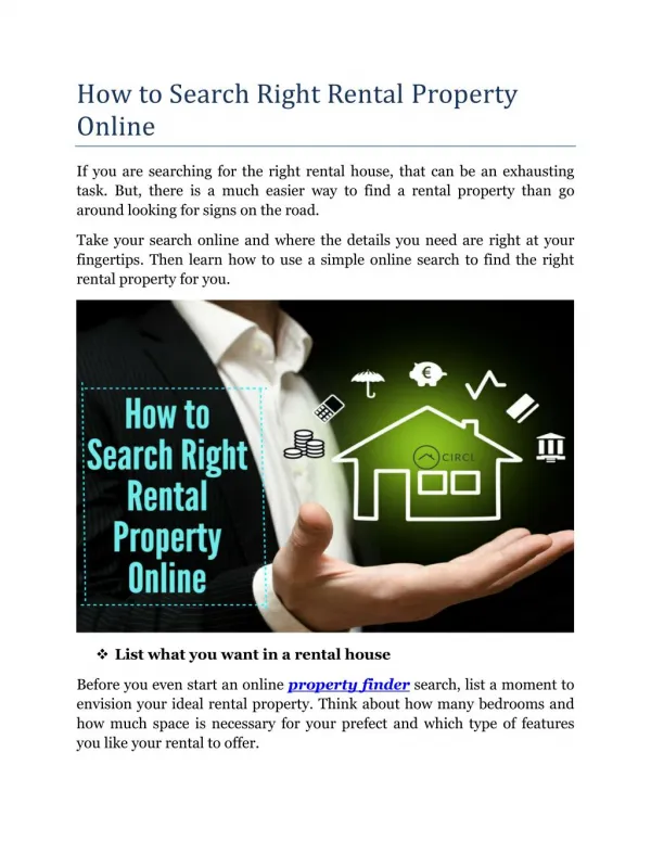 How To Search Right Rental Property Online