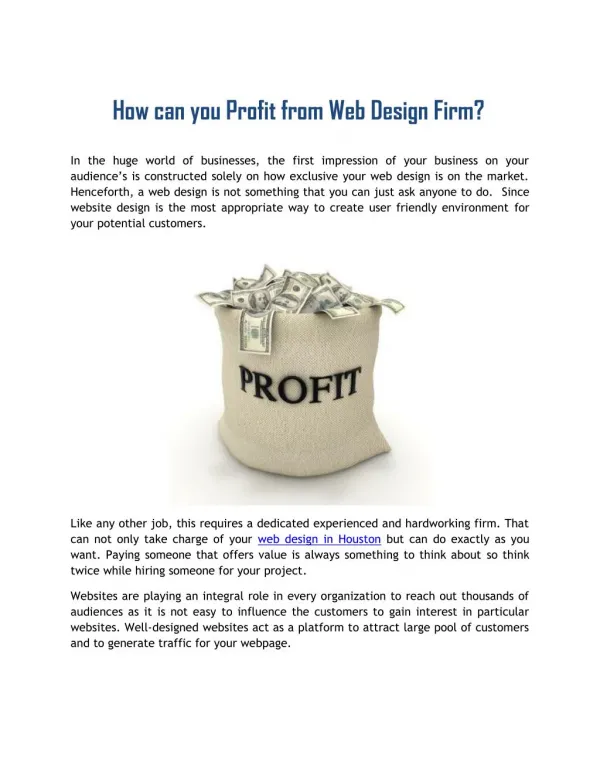 How can you Profit from Web Design Firm?