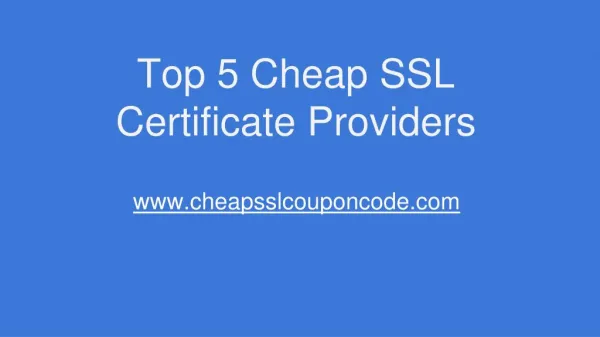 Cheap SSL Certificate Providers