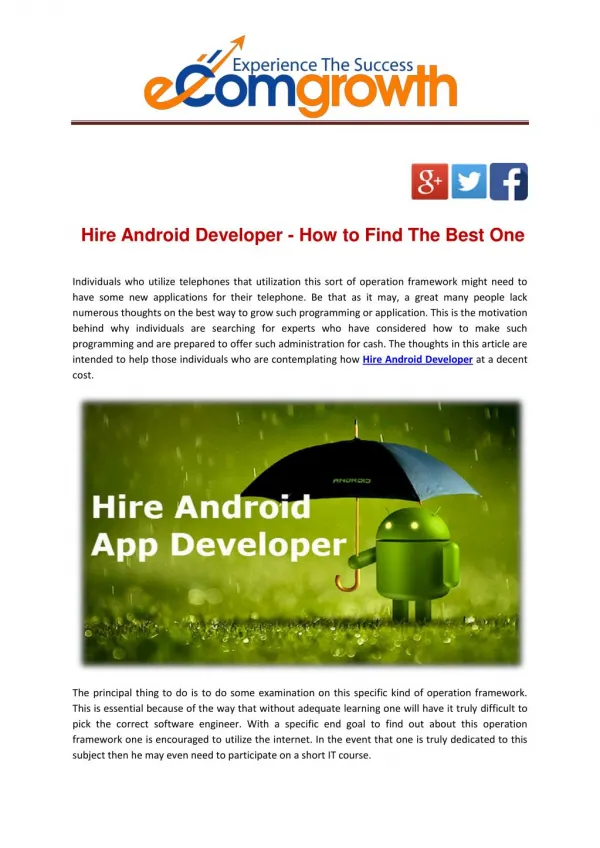 Hire Android Developer - How to Find The Best One