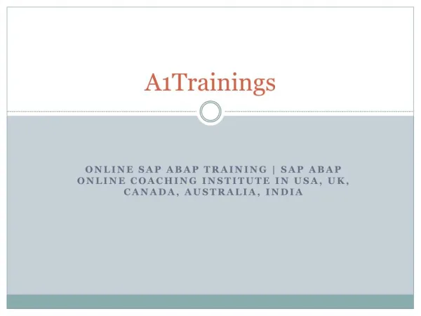 Online SAP ABAP Training | SAP ABAP Online Coaching institute in USA, UK, Canada, Australia, India