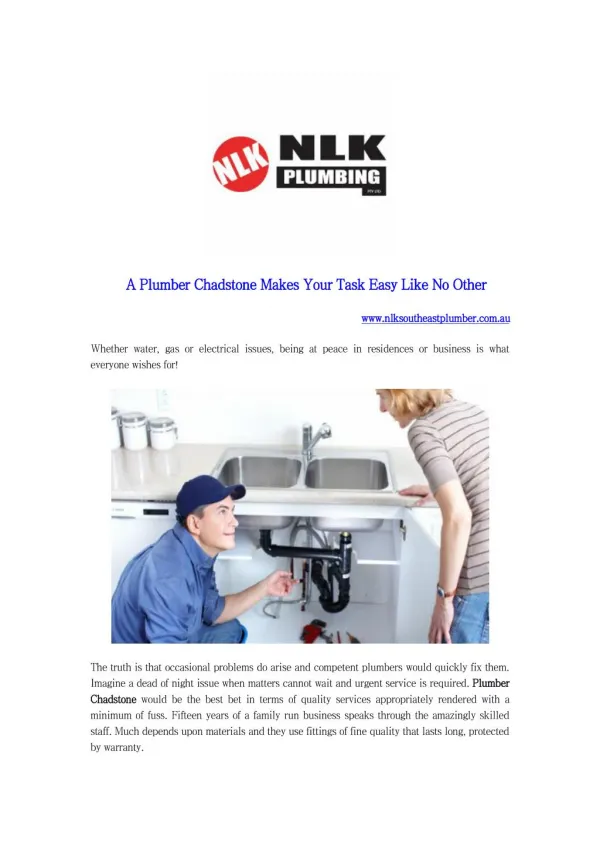 A Plumber Chadstone Makes Your Task Easy Like No Other