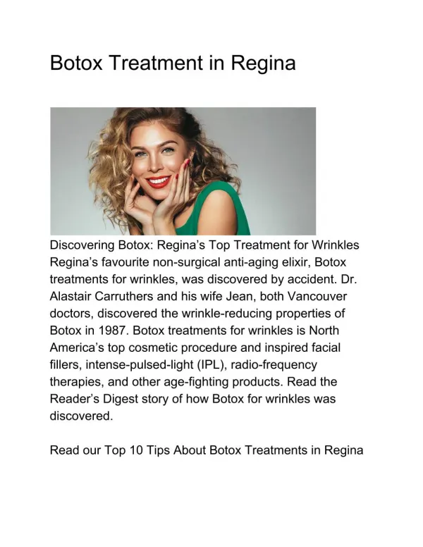 Botox Treatment in Regina