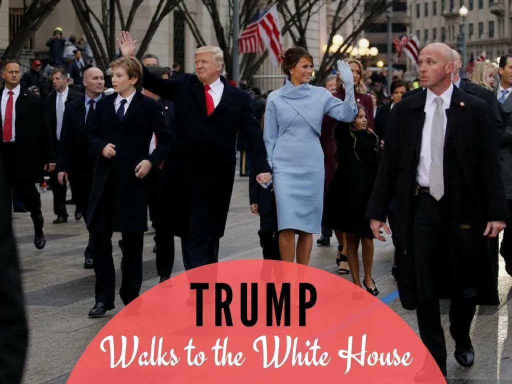 trump strolls to the white house