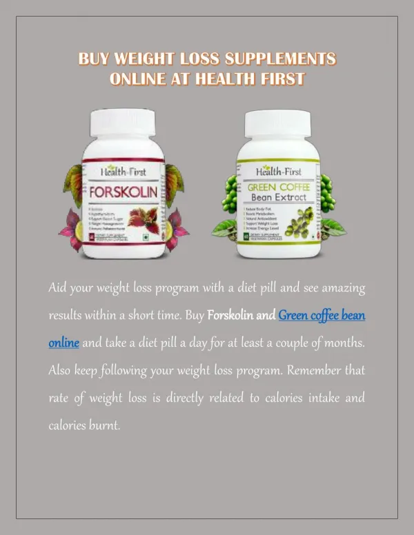 Buy Weight Loss Supplements Online at Health First