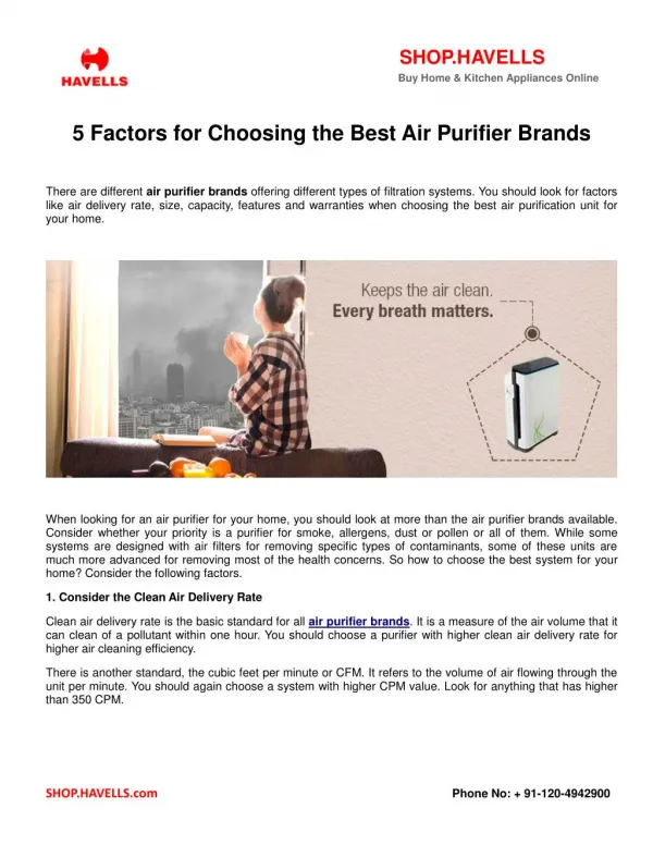 5 Factors for Choosing the Best Air Purifier Brands