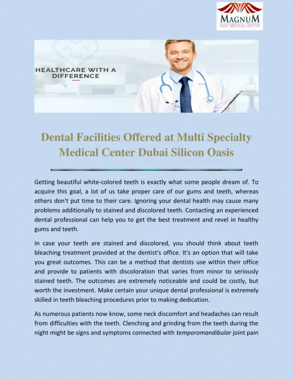 Multi Specialty Medical Center Dubai Silicon Oasis